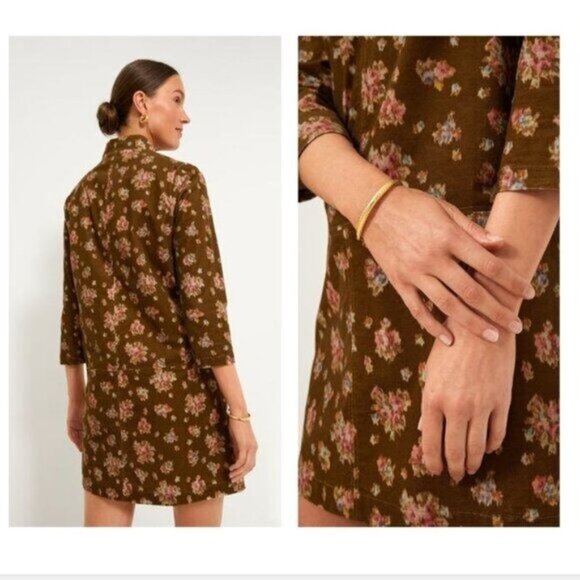 Tuckernuck | NEW Hazel Bouquet Corduroy Clifton V-neckline Mini Dress Size L - Picture 2 of 12